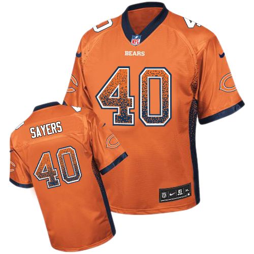 Men's Elite Gale Sayers Nike Jersey Orange - #40 Drift Fashion NFL Chicago Bears